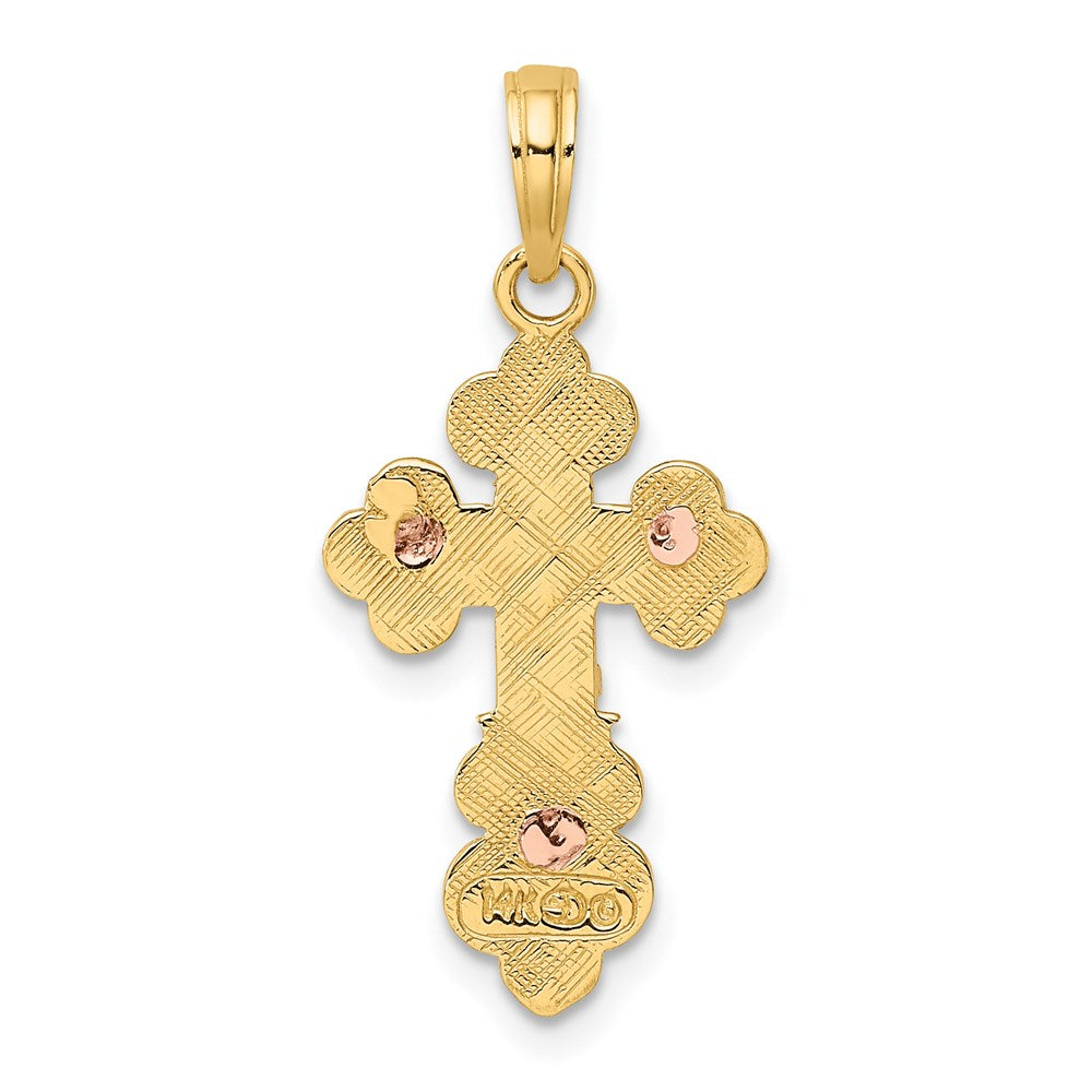 14K Bicolor Kruzifix mit Muschel Zierde Charm