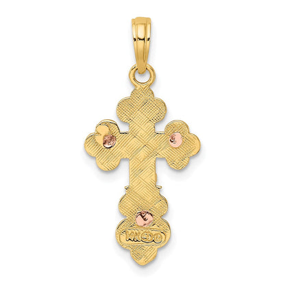 14K Bicolor Kruzifix mit Muschel Zierde Charm