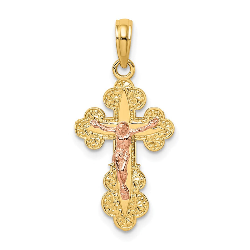 14K Bicolor Kruzifix mit Muschel Zierde Charm
