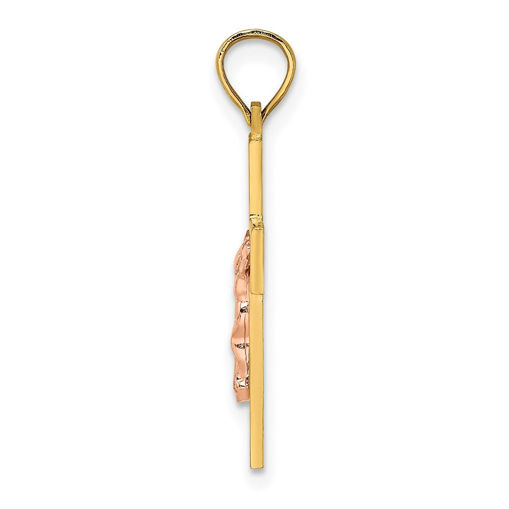 14K Bicolor Lateinisch Kruzifix Charm