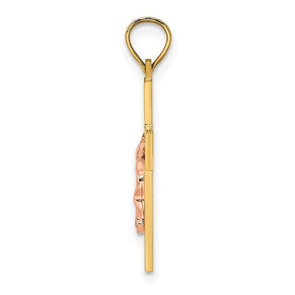 14K Bicolor Lateinisch Kruzifix Charm