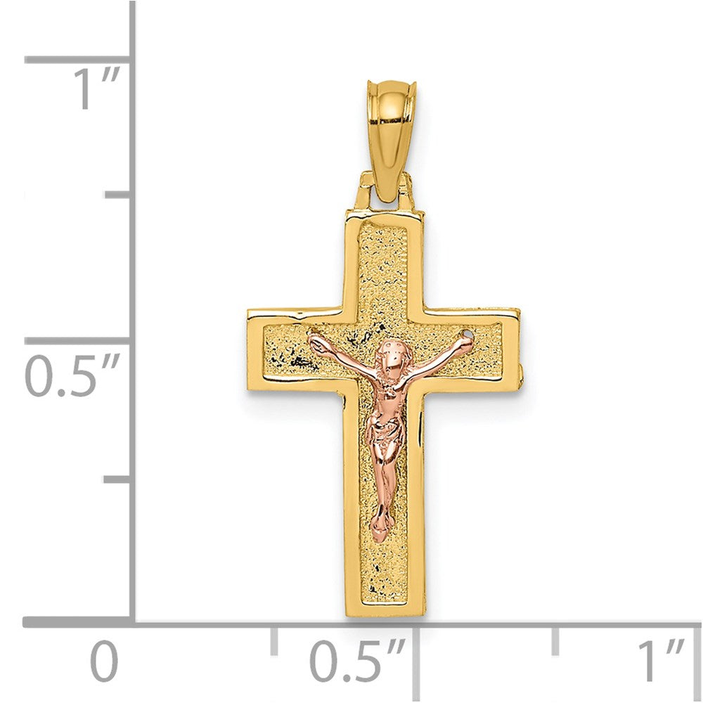 14K Bicolor Lateinisch Kruzifix Charm