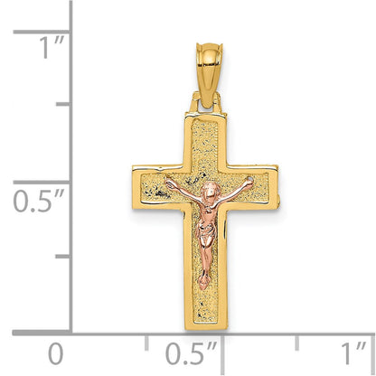 14K Bicolor Lateinisch Kruzifix Charm