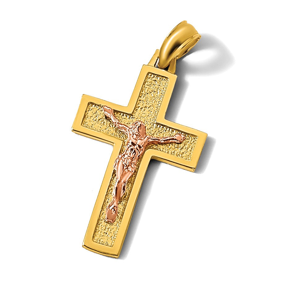 14K Bicolor Lateinisch Kruzifix Charm