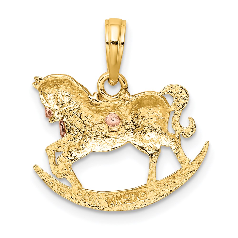 14K Bicolor Rocking Pferd mit Saddle Charm