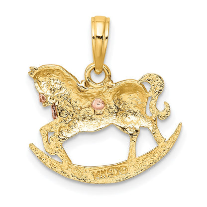 14K Bicolor Rocking Pferd mit Saddle Charm