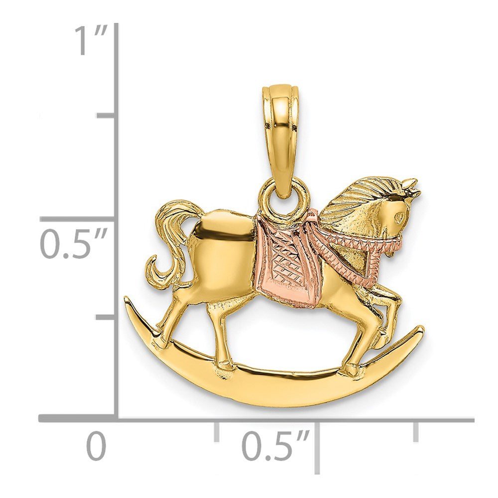 14K Bicolor Rocking Pferd mit Saddle Charm