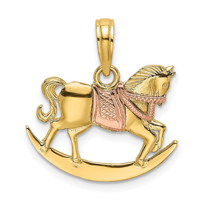 14K Bicolor Rocking Pferd mit Saddle Charm
