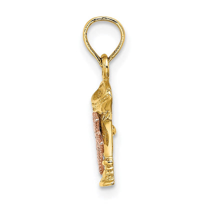 14K Bicolor Kommunion Cup mit Kreuz Charm