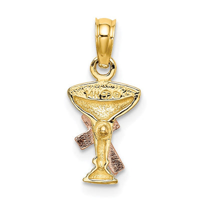 14K Bicolor Kommunion Cup mit Kreuz Charm