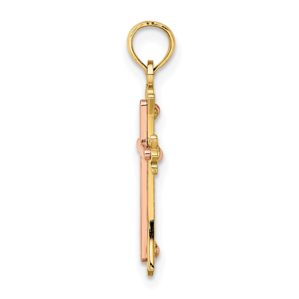 14K Bicolor Kreuz Charm