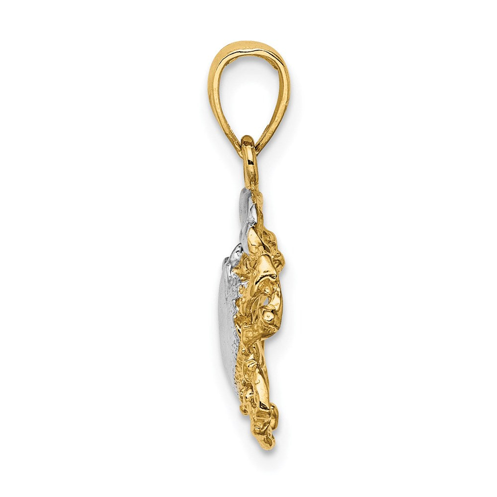 14K Gelbgold mit Weißrhodium, Krebs-Charm poliert und rhodiniert