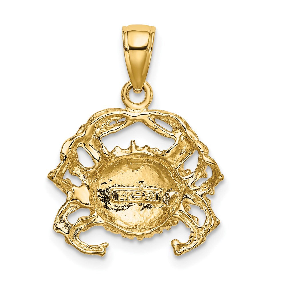 14K Gelbgold mit Weißrhodium, Krebs-Charm poliert und rhodiniert