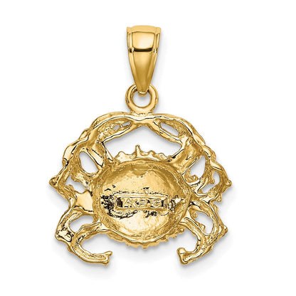 14K Gelbgold mit Weißrhodium, Krebs-Charm poliert und rhodiniert