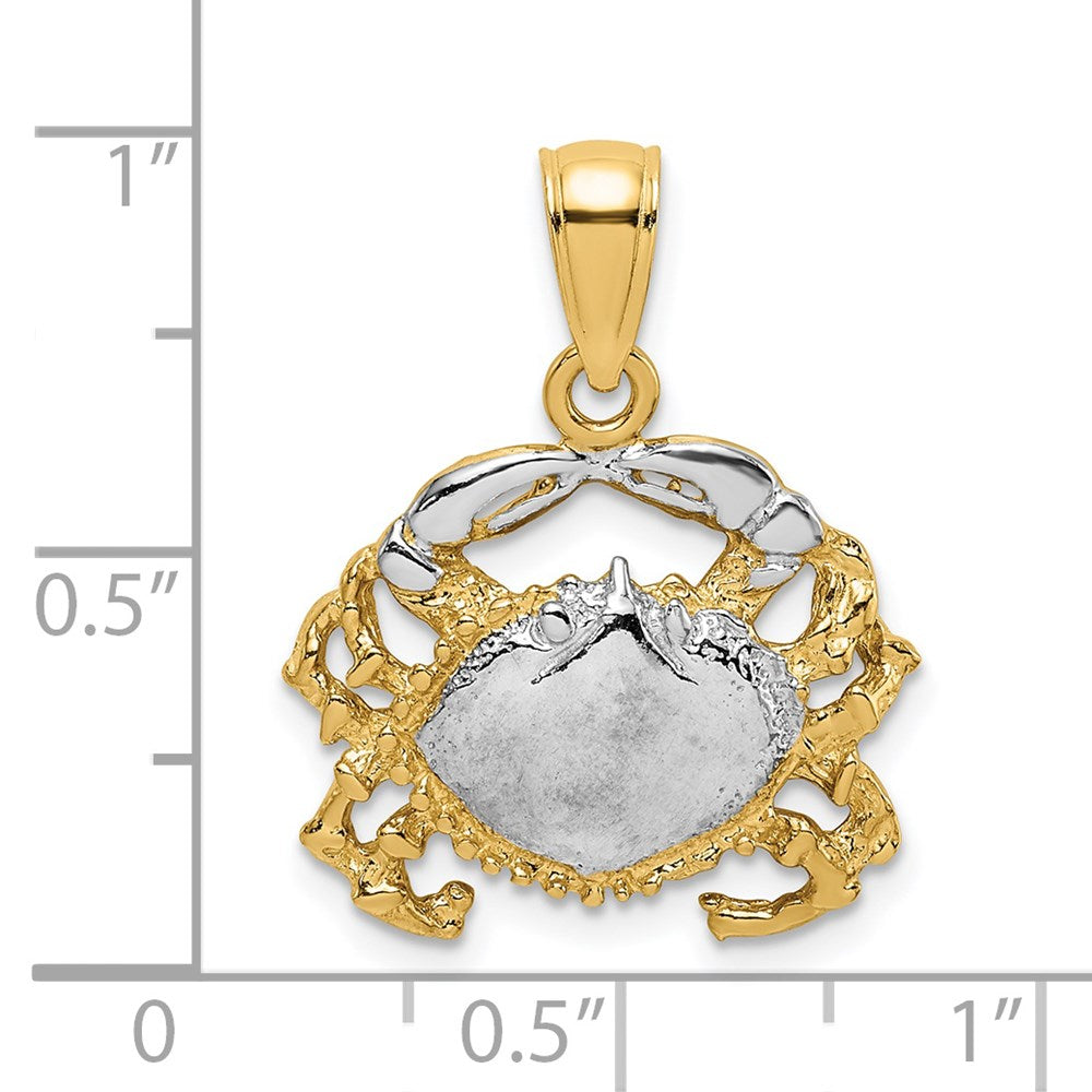14K Gelbgold mit Weißrhodium, Krebs-Charm poliert und rhodiniert