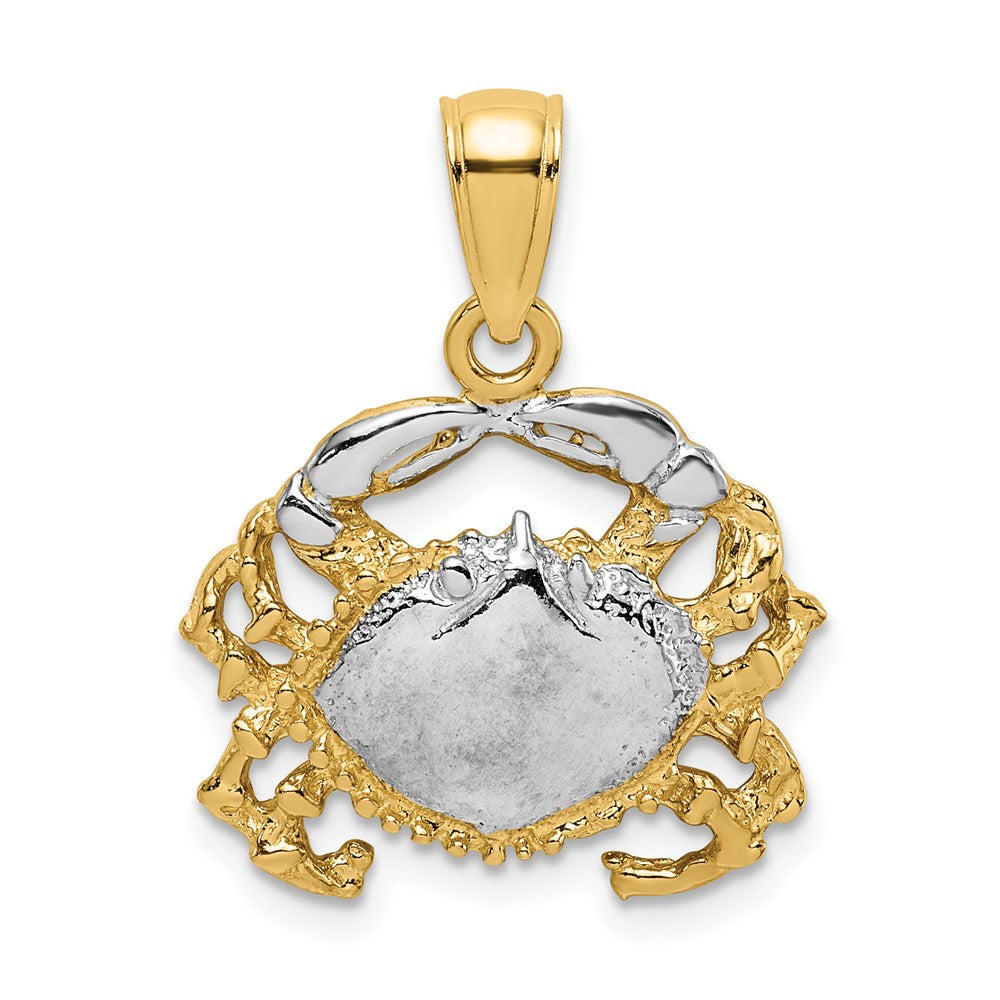 14K Gelbgold mit Weißrhodium, Krebs-Charm poliert und rhodiniert
