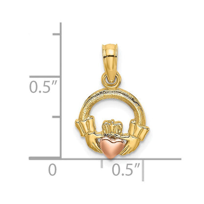 14K Bicolor Claddagh mit Herz Charm