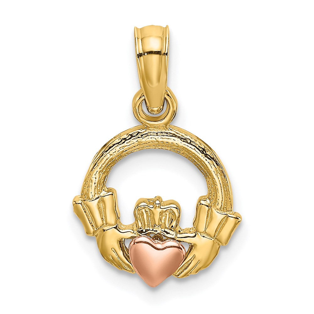14K Bicolor Claddagh mit Herz Charm