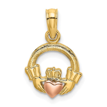 14K Bicolor Claddagh mit Herz Charm