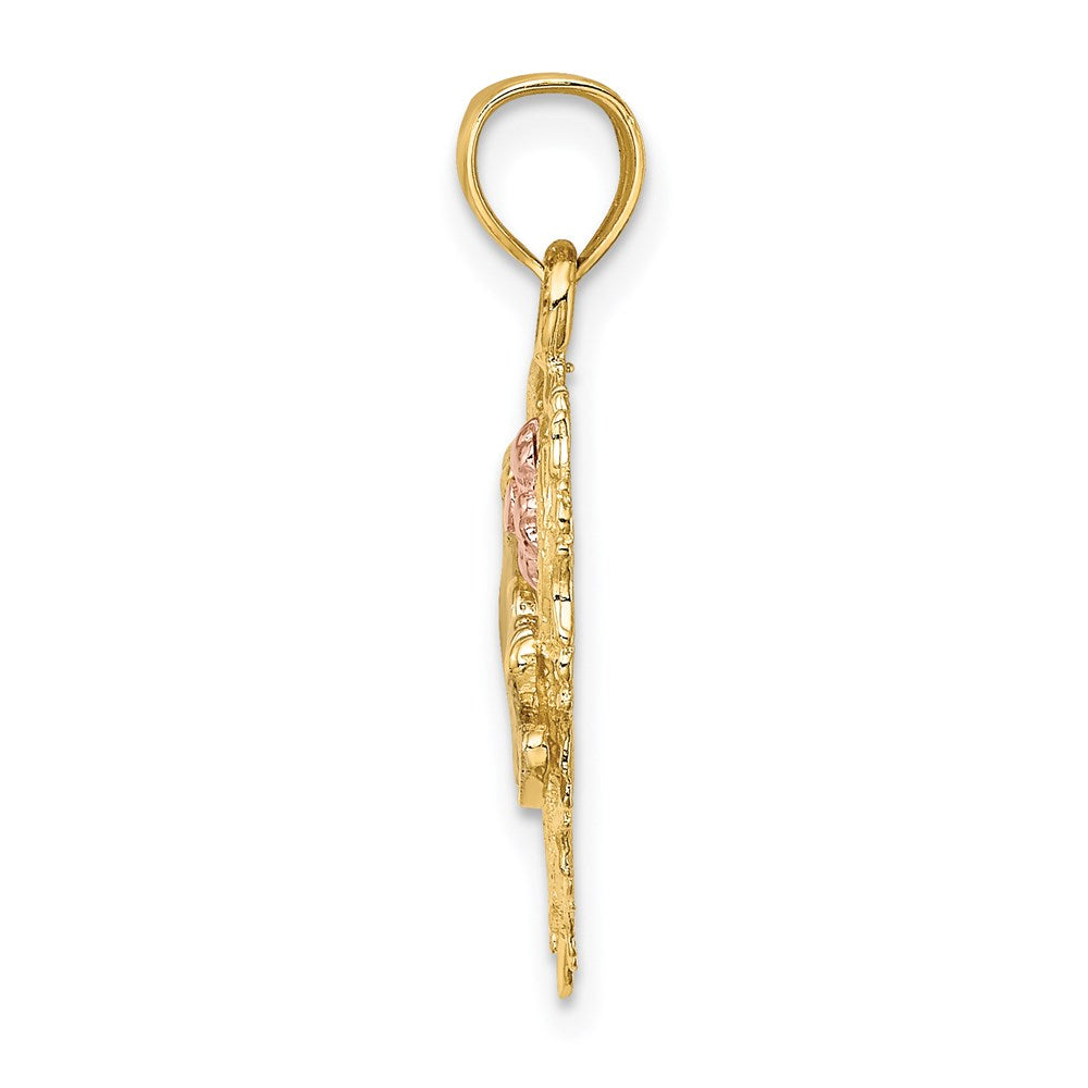 14K Bicolor-Gold mit Weißrhodium-Beschichtung MOM-Herzcharm