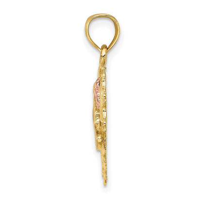 14K Bicolor-Gold mit Weißrhodium-Beschichtung MOM-Herzcharm