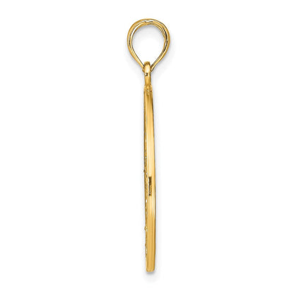 14K Gelb & Rhodium mit Rhodium Blumen Medallion Anhänger Charm