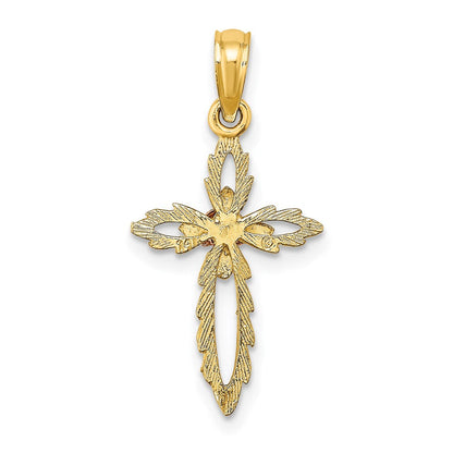 14K Bicolor Kreuz mit Ausgeschnitten Blume Charm