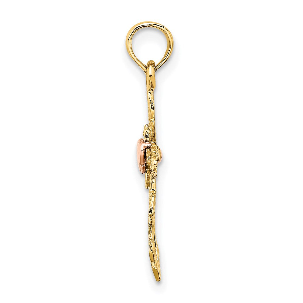 14K Bicolor Kreuz mit Herz Charm