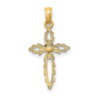 14K Bicolor Kreuz mit Herz Charm