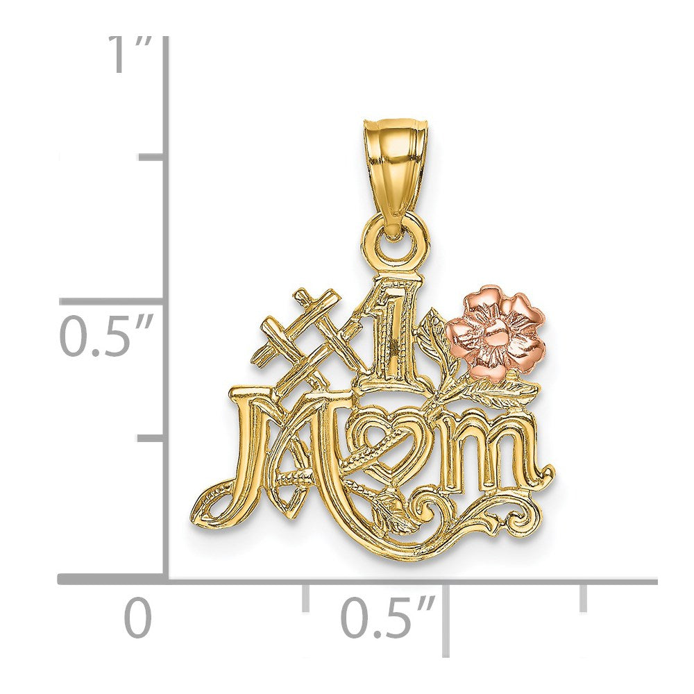 14K Bicolor #1 Mama mit Blume Charm