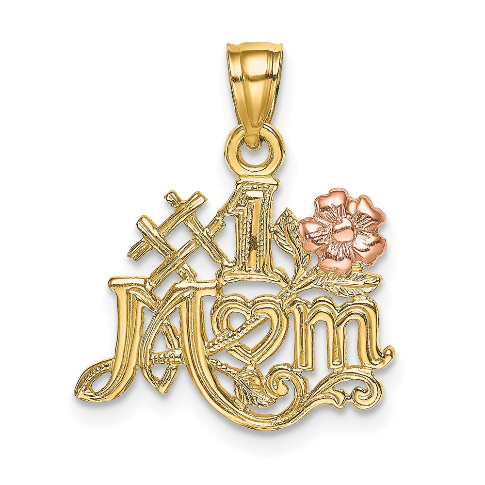 14K Bicolor #1 Mama mit Blume Charm