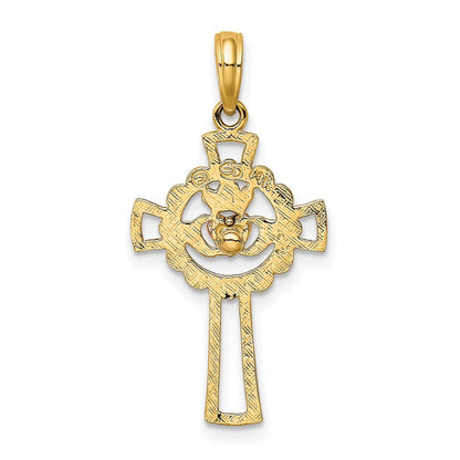 14K Bicolor Claddagh Kreuz Charm