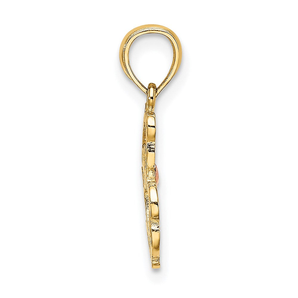 14K Bicolor Ausgeschnitten Teddy Bär mit Schleife Krawatten Charm