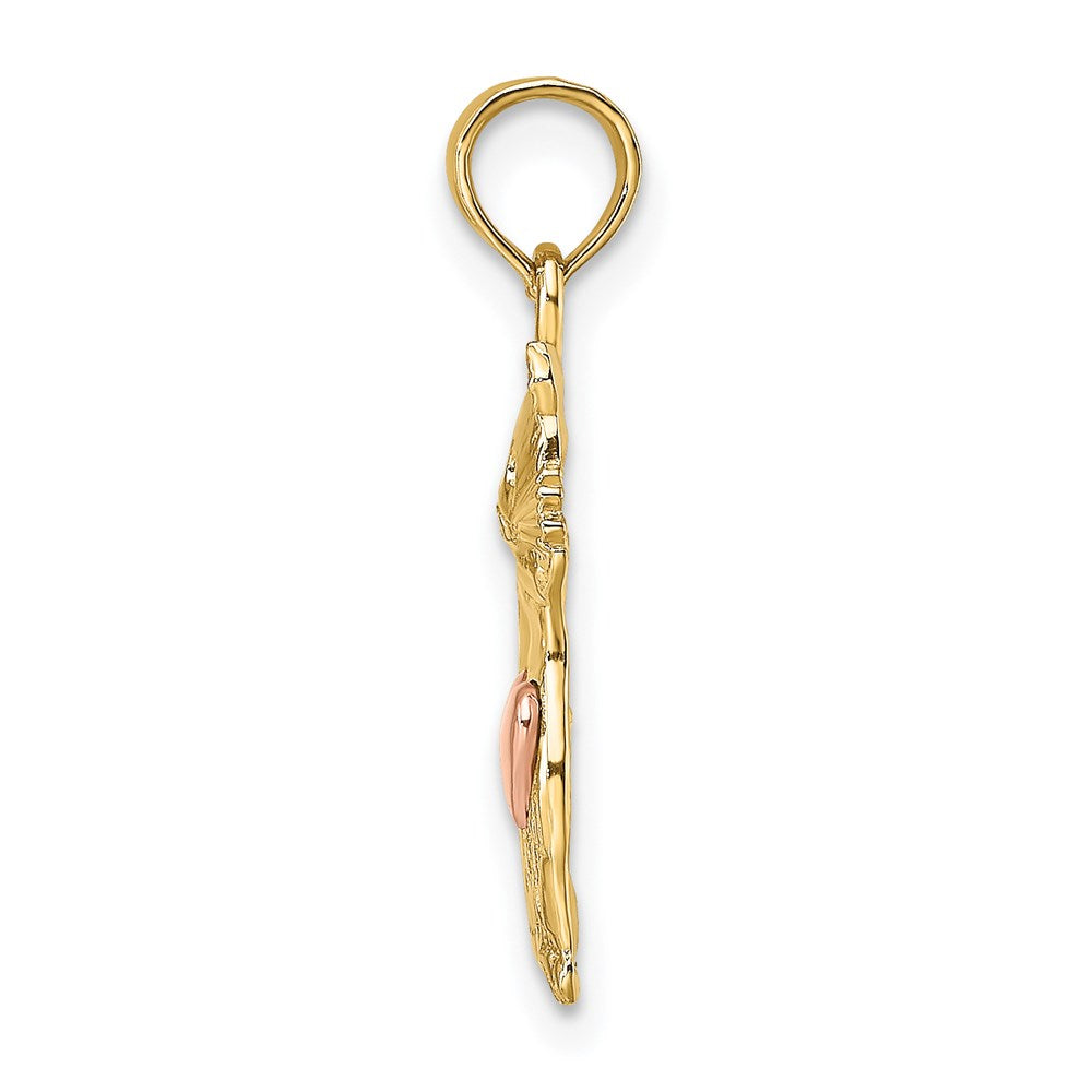 14K Bicolor Katze mit Herz Charm