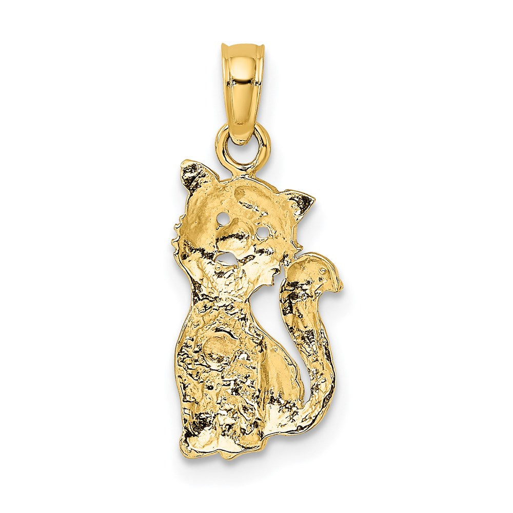 14K Bicolor Katze mit Herz Charm