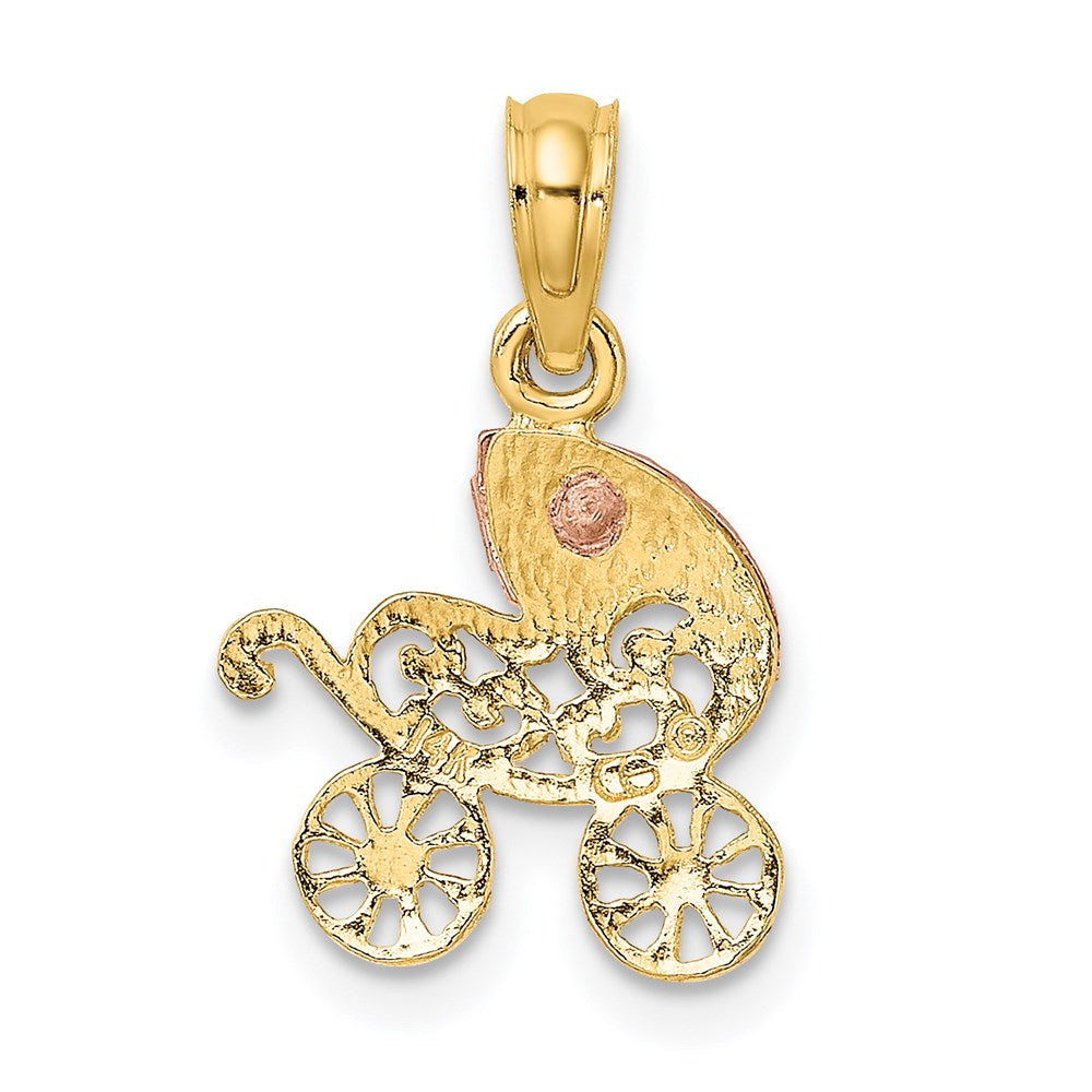 14K Bicolor Baby Carriage mit Visor Charm