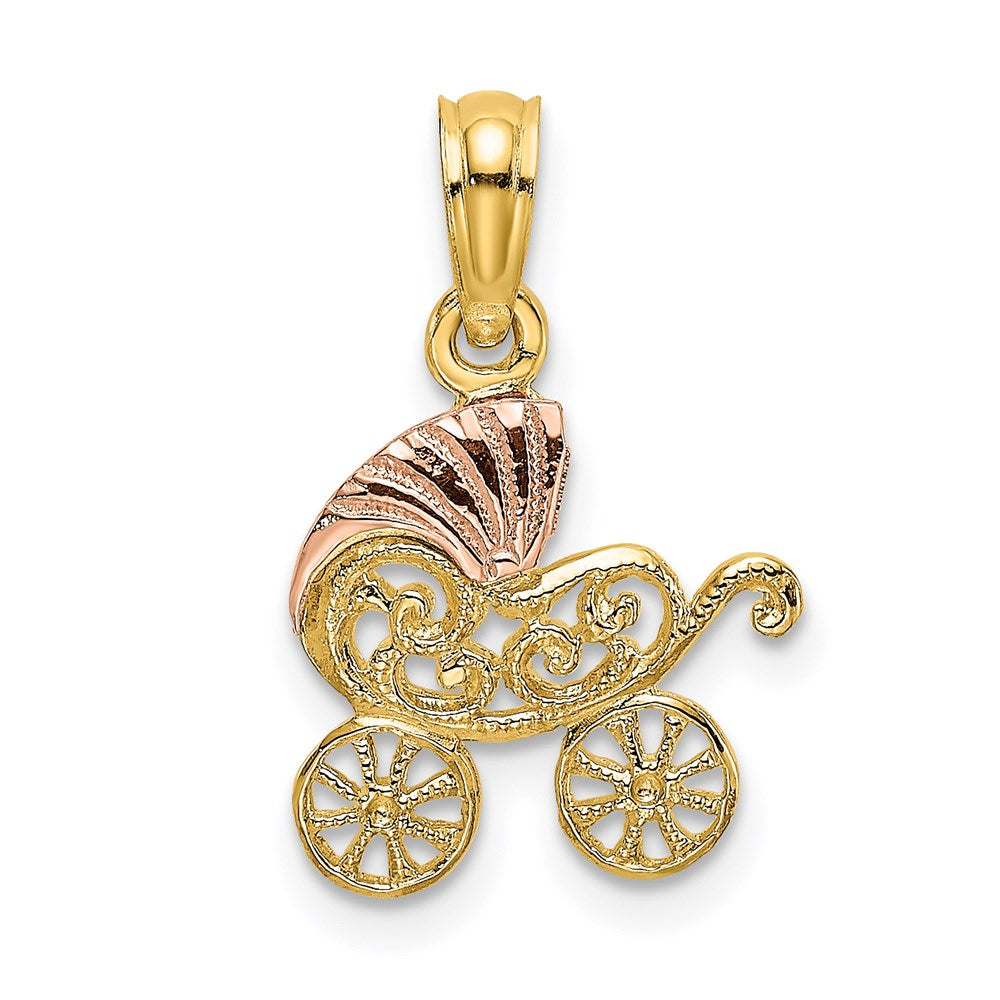 14K Bicolor Baby Carriage mit Visor Charm