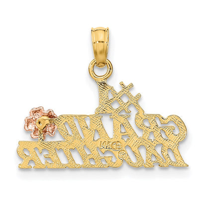 14K Bicolor #1 Granddaughter mit Blumen Charm