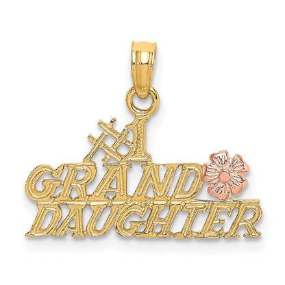 14K Bicolor #1 Granddaughter mit Blumen Charm