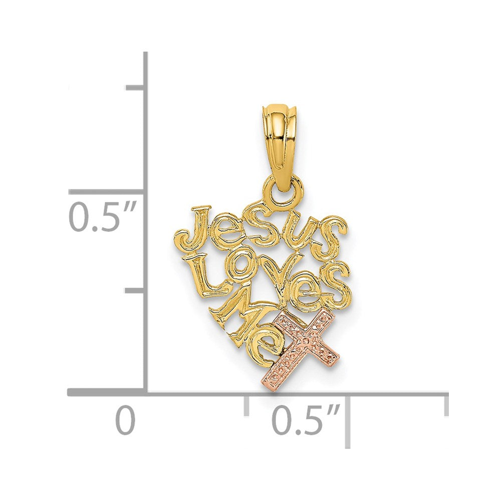 14K Bicolor Jesus Loves Me Charm