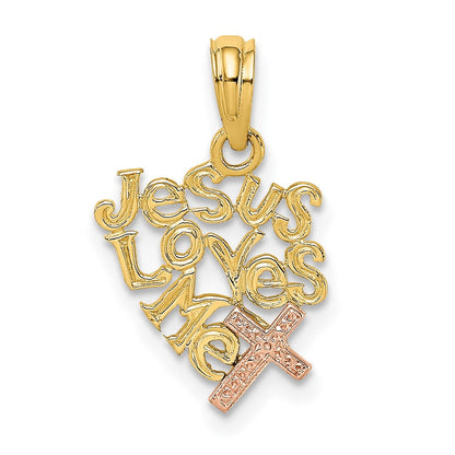 14K Bicolor Jesus Loves Me Charm