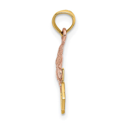 14K Bicolor Teddy Bär mit Abc Blocks Charm