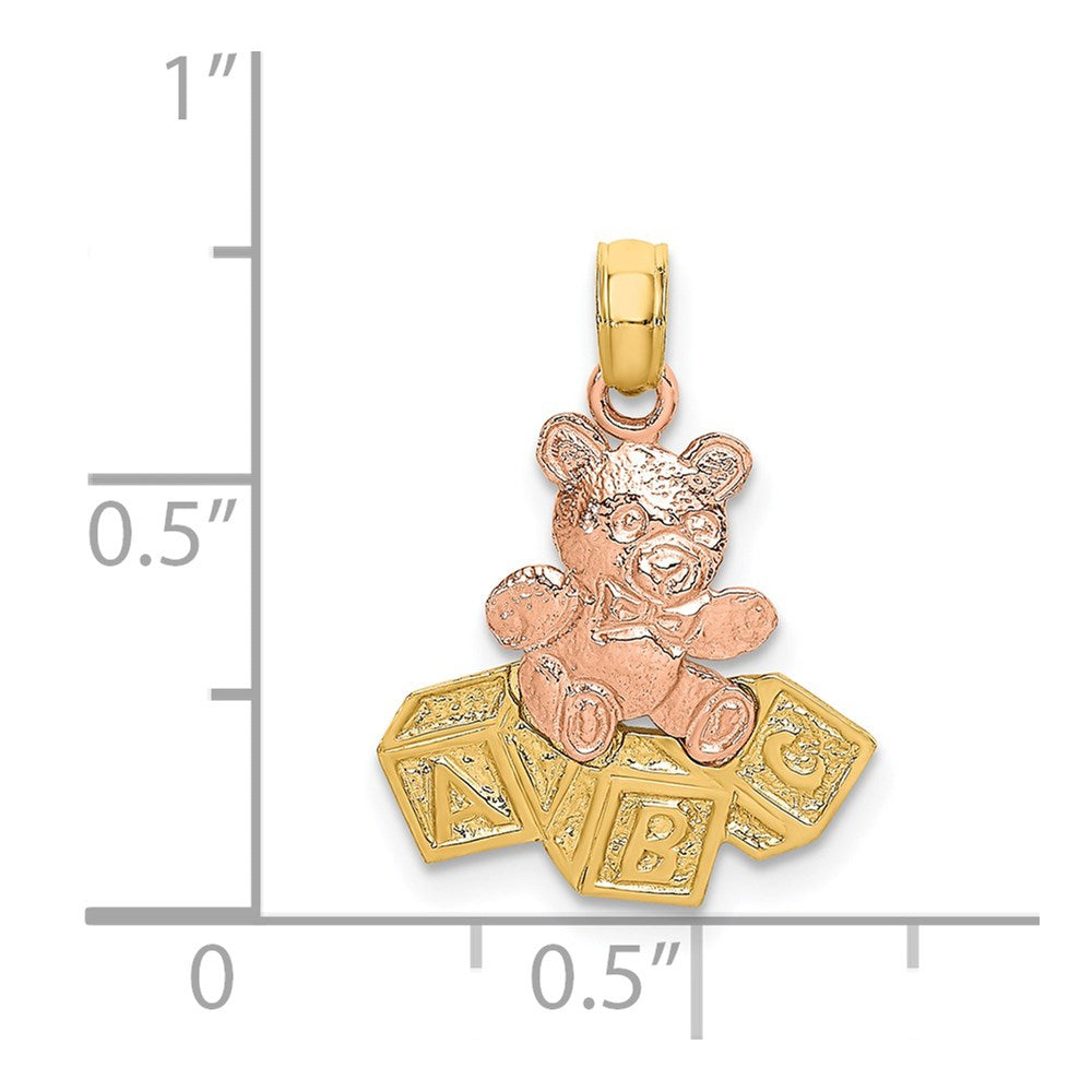 14K Bicolor Teddy Bär mit Abc Blocks Charm
