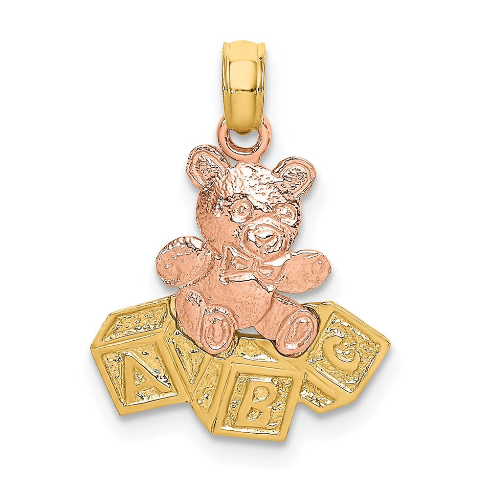 14K Bicolor Teddy Bär mit Abc Blocks Charm