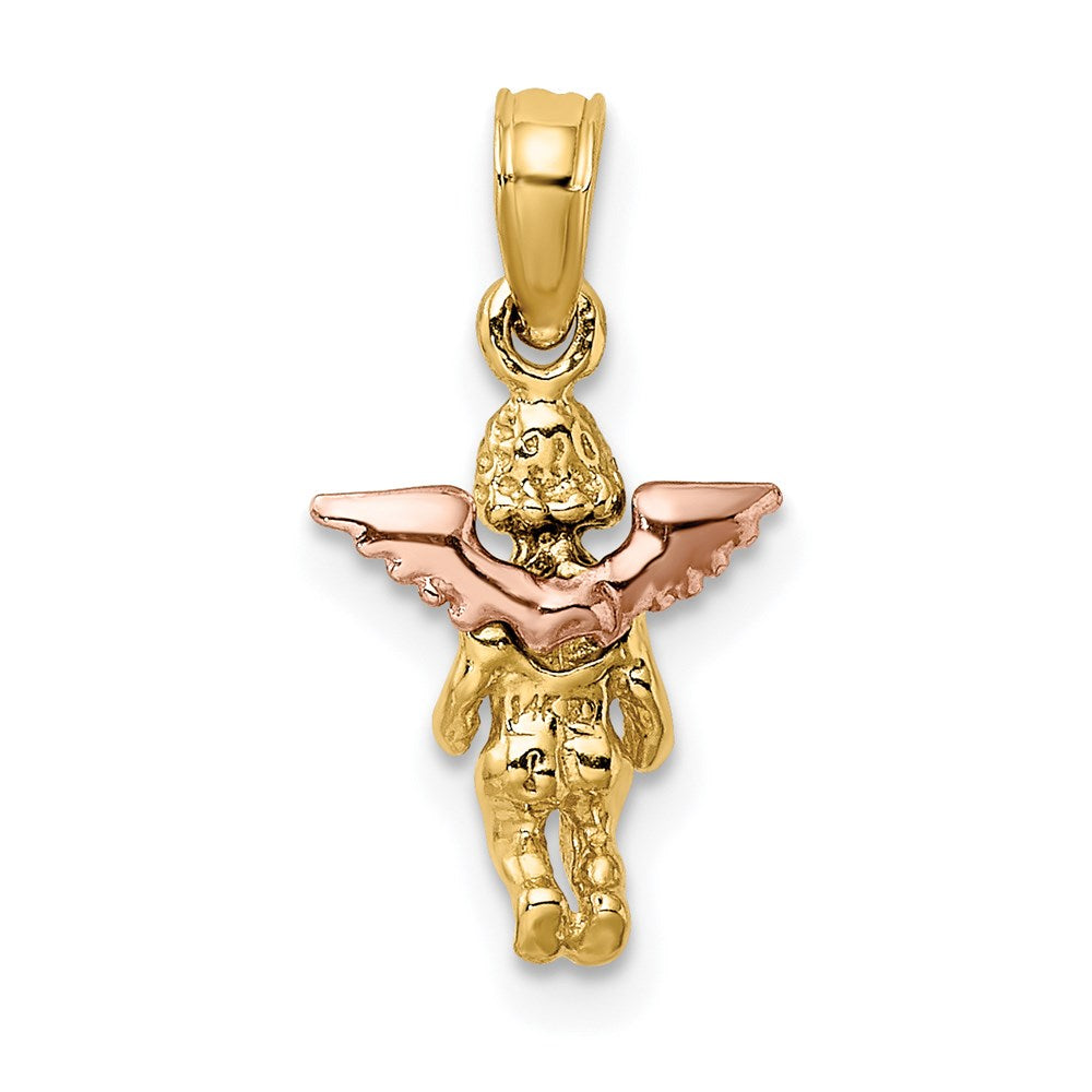 14K Bicolor 3-d Mini Schutzengel Engel Charm