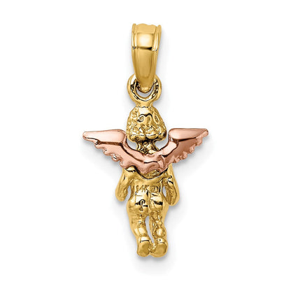 14K Bicolor 3-d Mini Schutzengel Engel Charm