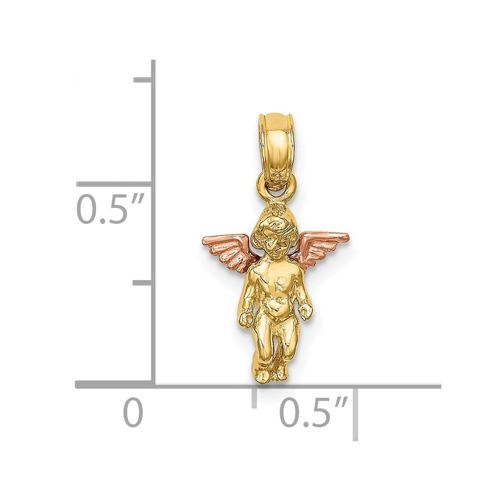 14K Bicolor 3-d Mini Schutzengel Engel Charm