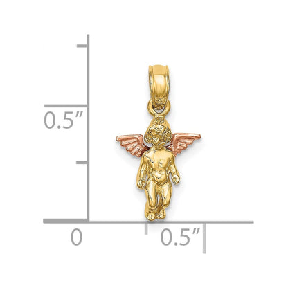 14K Bicolor 3-d Mini Schutzengel Engel Charm