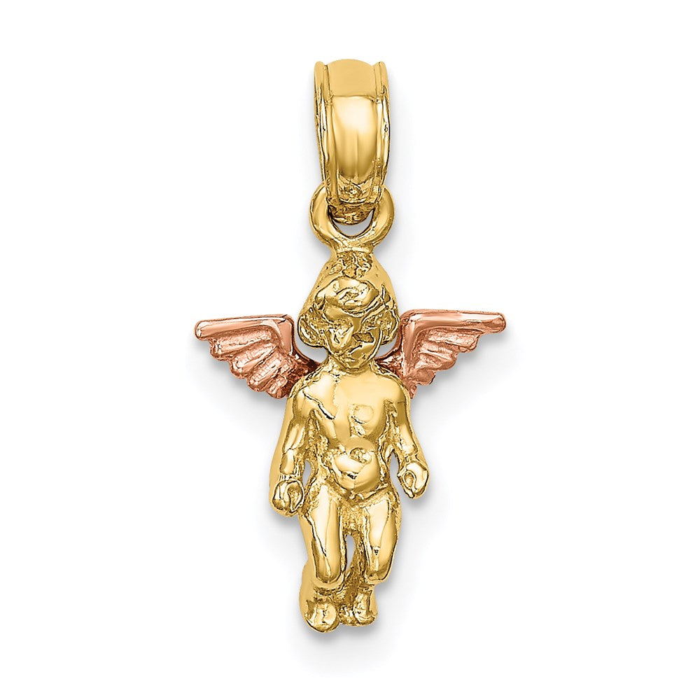 14K Bicolor 3-d Mini Schutzengel Engel Charm