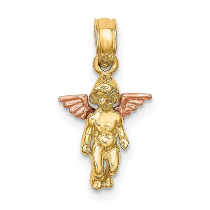 14K Bicolor 3-d Mini Schutzengel Engel Charm